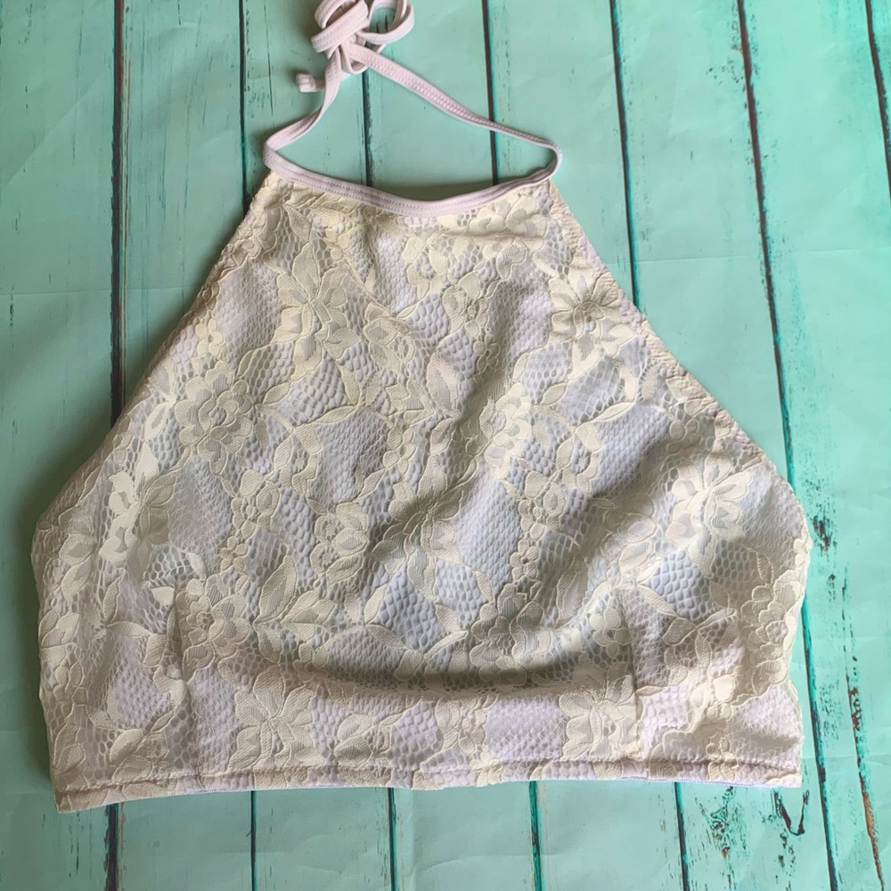 👙LACE high neck halter bikini top
